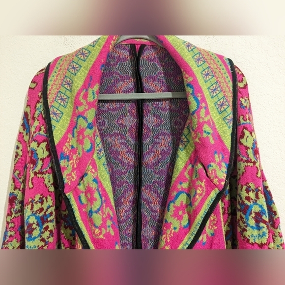 Anthropologie Freeway Colorful Oversized Sweater Cardigan Cape Maximalist Retro - Picture 4 of 14